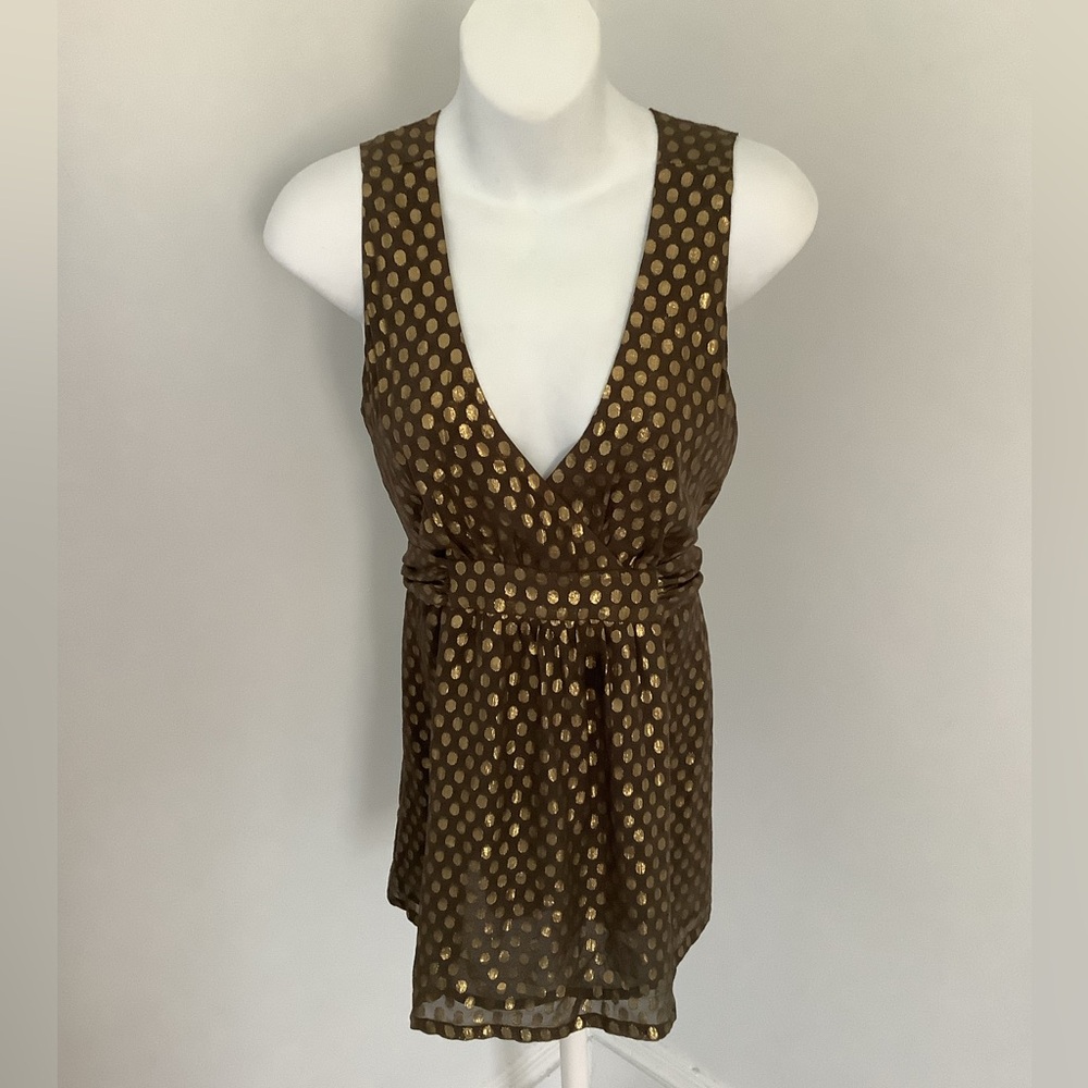 French Connection Metallic Polka Dot Sleeveless Top Sz. 4